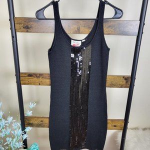 Derek Heart black shimmer sequin front knit bodycon tank dress size M